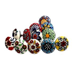 Ceramicworlds12 Ruzioon Imagination At Work. 735816639419 Pieces Vintage Ceramic Multi Colour Knobs Pack Cabinet