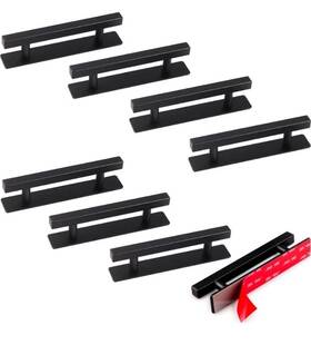 Yjzn96mb Rvpekupe 8 Pack Self Adhesive Cabinet Handles Matte Black No Drill Drawer Pulls