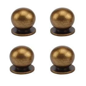 Rzdeal 703931919792 4pcs 19mm Diameter Round Solid Brass Pulls Antique Cabinet Drawer Small Handl