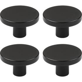 X0.78 Rzdeal 782429962625 4pcs 1.1 Inch Matte Black Solid Brass Cabinet Knobs Home Decoration Round K