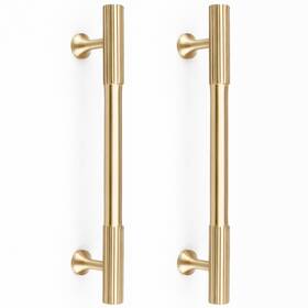 Ridges-128mm-4p Rzdeal 4pcs Solid Brass Gold Cabinet Pulls 5inch Hole Centers For Kitchen Cupboard Hand
