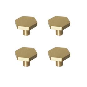 Rzdeal Rz-01167 1-1/10 Solid Brass Knobs Shoe Cabinets Knob And Pulls Brushed Gold Hexago