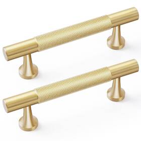 Rz-01371u Rzdeal 5 Pack Solid Brass Cabinet Pulls Gold Kitchen Handles Drawer Brush