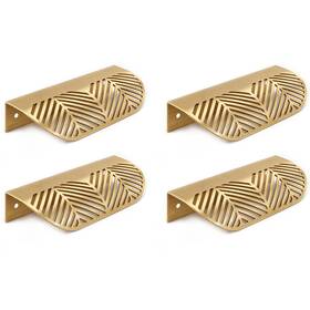 Rz-01543 Rzdeal Solid Brass Cabinet Handles Brushed Gold Leaf Knobs And Pulls For Dresser Drawer