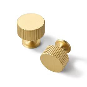 87267 Saliseng 5 Pack Solid Brass Kitchen Cabinet Knobs Matt Gold Drawer Pulls 1-1/10 Inc