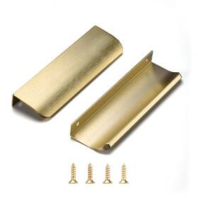 Satanga 710943029135 5 Pack Edge Finger Tab Pulls Brushed Brass 6 Inch Concealed Flat Drawer