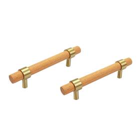 Bc0034 Savagrow 2pcs 5.51inch Solid Wood Drawer Pulls Brass Beech Pull Handle For Wardro