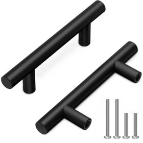 Sayoneyes 850039536861 20 Pack Matte Black Cabinet Handles 3 Inch Hole To - Stainless Steel Rus