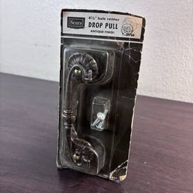 959766 Sears Vtg 4-1/2 Inch Hole Center Drop Pull Mediterranean Style Antique Finish