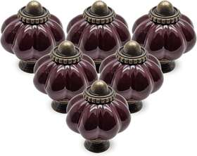 Seimneire 689853933804 25pcs Dark Purple Pumpkin Knobs Vintage Ceramic Cabinet Dress