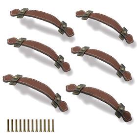 Xd0089 Seimneire 6pcs Surface Leather Furniture Handle 6.3 Inch Retro Style Pull For