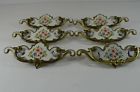 Bpc-1910 Set Vintage Drawer Flowers Transfer Dresser Metal 6 Enamel Floral Pull
