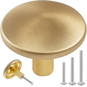 612a-js Shengwang Pack 1.5 Inch Round Gold Cabinet Knobs Large Brushed 6 Brass Coloured
