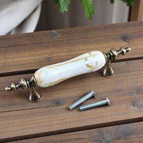 X001w32gwp Sheric Ceramic Insert Flare Foot Drawer Pull Antique Brass 3 In Hole Centers Marble Lot