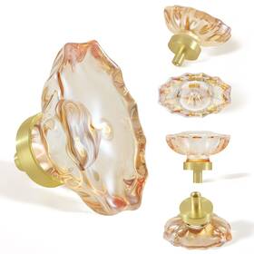 Shiny Handles 614162399065 8 Pack Champagne Crystal Cabinet Knobs And Pulls Oval Glass For Dresser