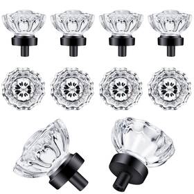 Shiny Handles 681013754755 8 Pcs Glass Knobs Vintage Crystal Drawer Pulls Dresser Knob Cab Inch