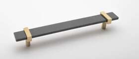 P-1902-9-sb Sietto P-1902-9 Adjustable Center-center 9 Inch L Cabinet Pull Slate Grey Glass Brass