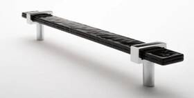 P-1903-9-pc Sietto Chrome Adjustable C To 9 Inch Handle Cabinet Pull W Black Glass