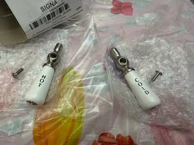 Signature Hardware 329508 Porcelain Lever Handles Pair Of 2 Brushed Nickel