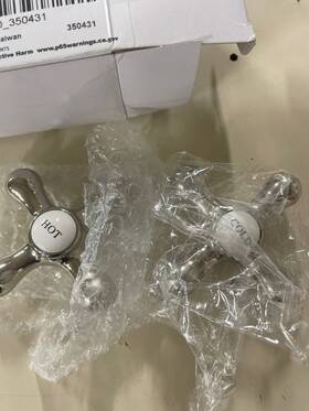 412556 Signature Hardware Polished Nickel Metal/porcelain Cross Handles - Pair