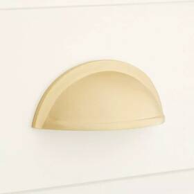 443799 Signature Hardware Cup Pull Cabinet Handle Satin Brass Barrus 3 Inch