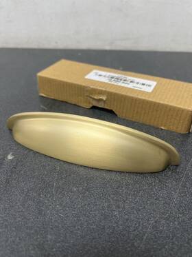 444233 Signature Hardware Sig. Edvard 5 Inch Center Cup Cabinet Pull - Satin Brass