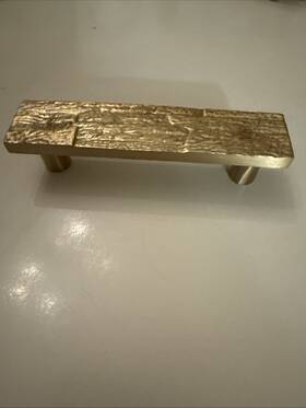 445431 Signature Hardware 3-3/4 Inch Brick Pattern Brass Cabinet Pull Satin