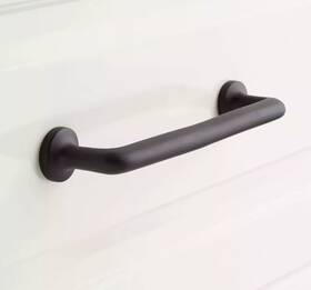 461739 Signature Hardware 4 Inch Belfast Solid Brass Cabinet Pull - Matte Black New In Box