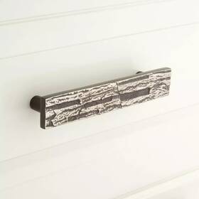 H-136 Signature Hardware Leaf Brass Cabinet Pull Antique Nickel 3-3/4 Inch Centers