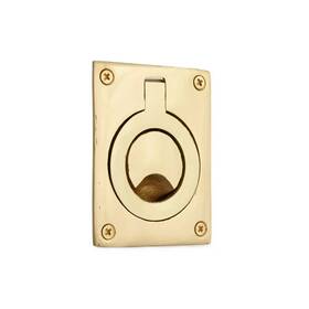 Sh297343 Signature Hardware Large Rectangular Recessed Ring Flush Pull Polished Brass