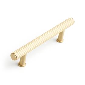 Sh553146sb Signature Hardware 6 Inch Brixlee Reeded Brass Cabinet Pull - Satin