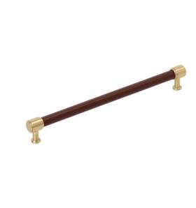 Sh553225rlmb Signature Hardware 10-1/16 Inch Lazzara Brown Leather Cabinet Pull Champagne Bronze