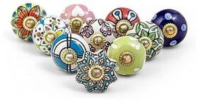 Dkb-ast-mt-p10 Sk Group Cabinet Knobs - Assorted Boho Handmade Ceramic Dresser Pulls Kitchen Cupboard