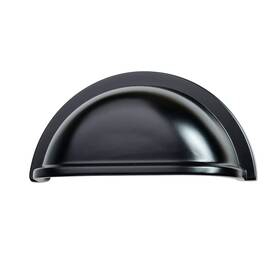South Main Hardware 841511107501 3 Inch 76 Mm Flat Black Traditional Bin Cup Drawer Pull 10-pack