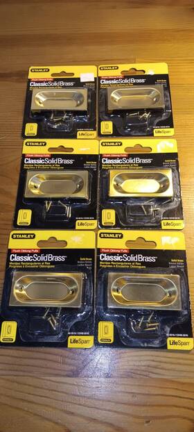40-3516 Stanley 403516 Lot/6 Classic Solid Brass Flush Oblong Pulls 2 Per Pack