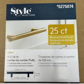 Hw-039 Style Selections 25 Pack 5-1/16-in Kitchen Cabinet Handles Brushed Gold Drawer Pull