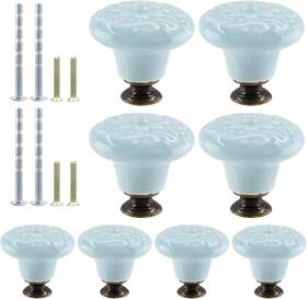 Suiwotin 313054656667 8pcs Light Blue Ceramic Knobs Vintage Kitchen Cabinet Pulls Retro Cerami