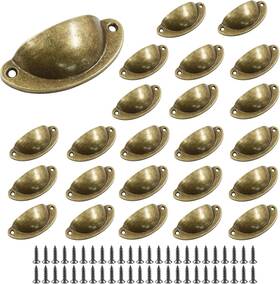 Suiwotin 744759867568 24pcs Antique Cup Drawer Pulls Brass Bronze Bin Knobs Cabinet Pull H