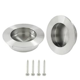 Ekis1295-s Suiwotin 2pcs Round Recessed Pull Brushed Nickel Flush Handle Stainless Steel Fing