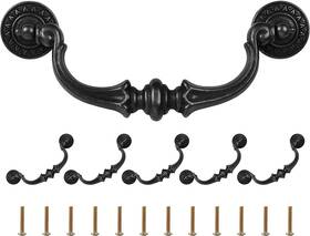 Supkiir 680579949537 6 Pack Drawer Pulls Handles 5.5 Inch Hole Center Vintage Antique Black Kitchen Cabin
