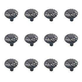 2020sd0031 Susenya Cabinet Knobs12-pack Knob 1.3 Inch Dia. Round Birdcage Hollow Shape Matte Black Iron