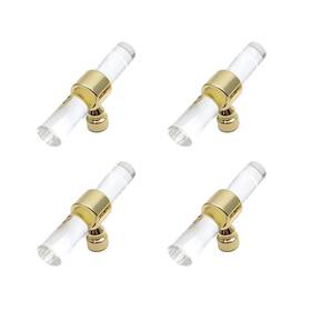 2020sd0065 Susenya Cabinet Knobs T-knob Gold And Acrylic Transparent Single Hole 3.2x