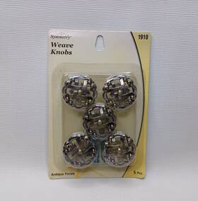 Symmetry 050267419107 Weave Knobs Antique Silver Metal Cabinet Knob Drawer Pull 5 Pack New