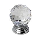 Tecrio New 30mm Diameter Clear Crystal Glass Cabinet Knob Chrome Base 12ct 799418587271