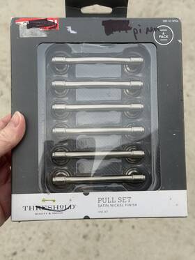 085-03-0056 Threshold 885785483091 Satin Nickel 3.5 Inch Cabinet Pull Set Drawer Knob 6 Pack New
