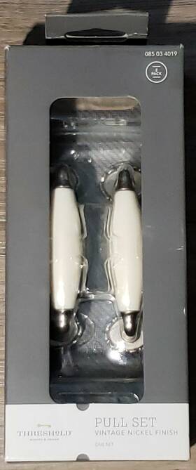 4019 Threshold 885785513200 Vintage Nickel Finish Drawer Pull Set Pack Of 2 - New