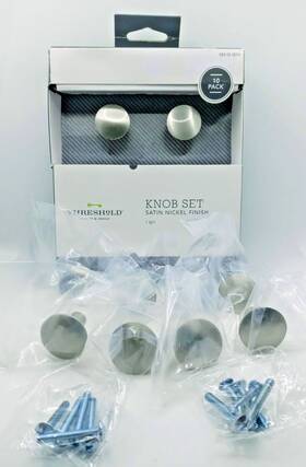 Threshold 885785607572 10-pack Brushed Nickel Cabinet Dresser Knobs Pulls And Screws - Open Box