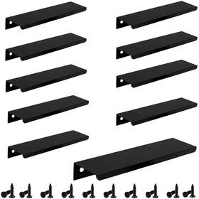 Tidorlou 767353540576 10pcs Mount Finger Edge Pull Handles Black Aluminum Concealed Tab Pulls For H
