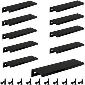 Ikus02404 Tidorlou 10pcs Mount Finger Edge Pull Handles Black Aluminum Hidden Concealed Tab Pulls F
