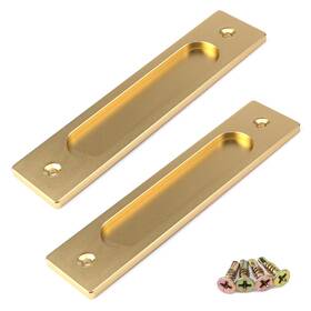 Ars0327 Tighall 2pcs Aluminum Alloy Frosted Bright Gold Door Finger Pull Barn Handle With Screws